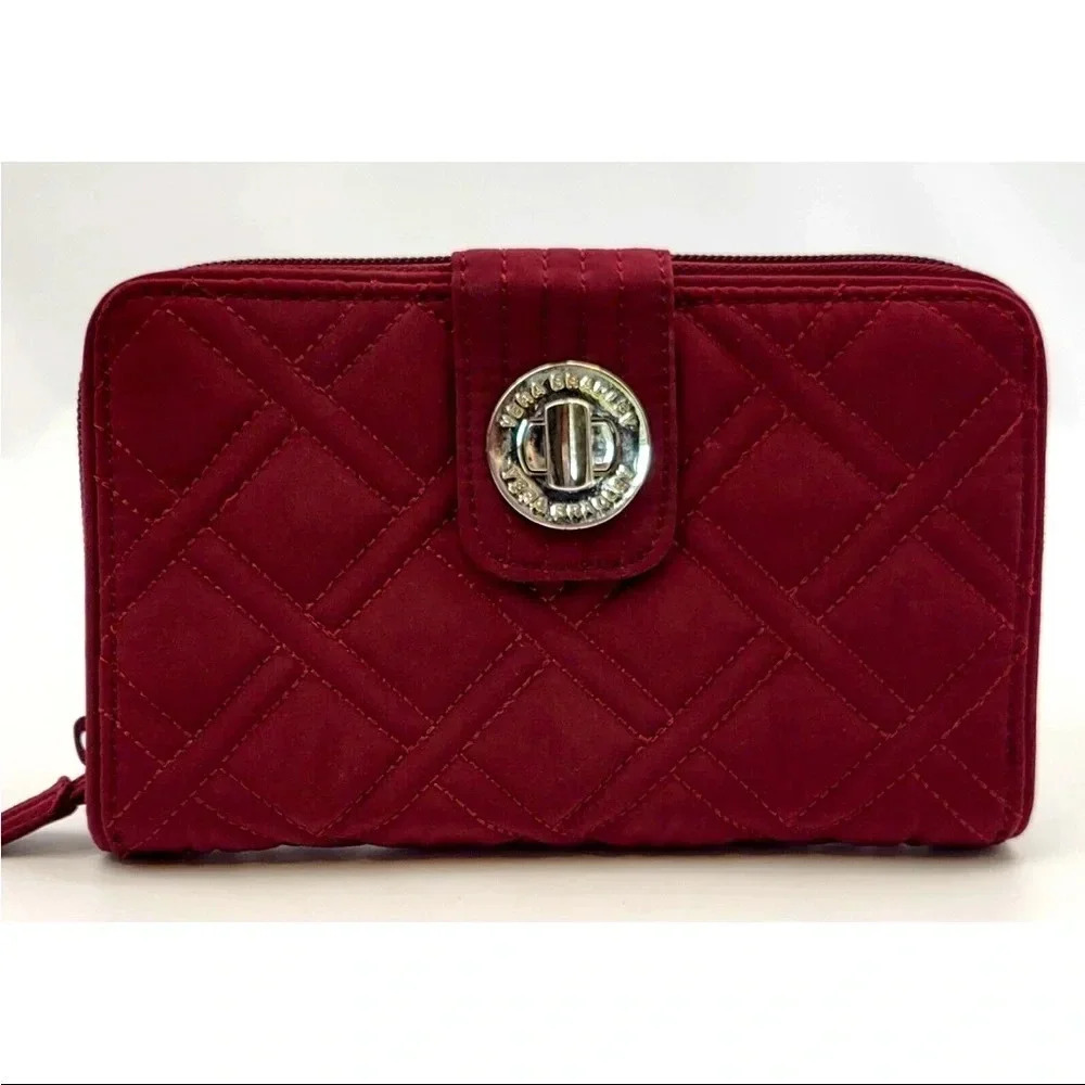 Vera Bradley Women's Red Quilted Zip-Around Wallet RFID Blocking
